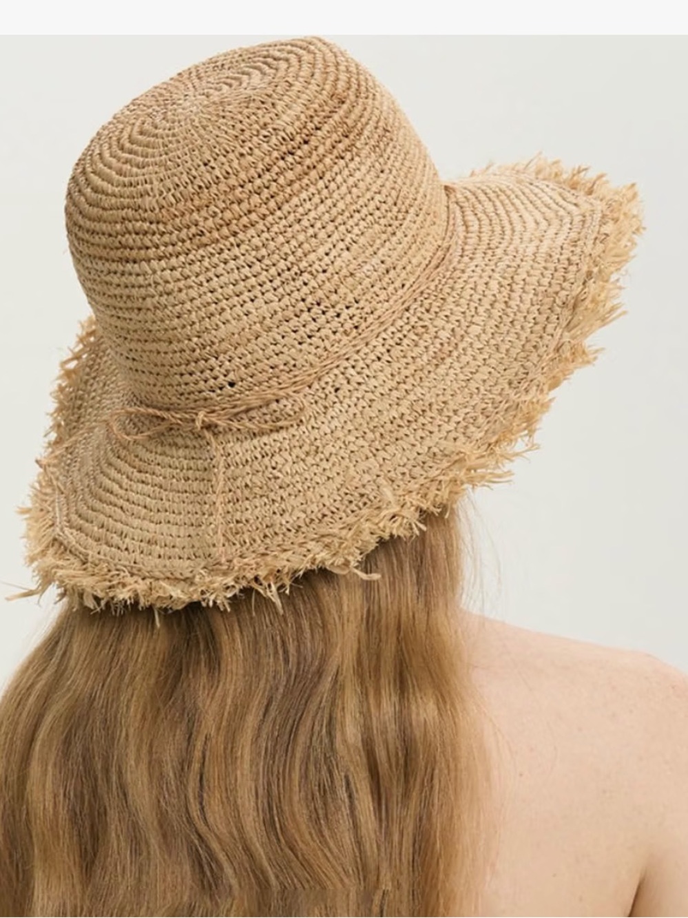 Frayed edge raffia bucket hat